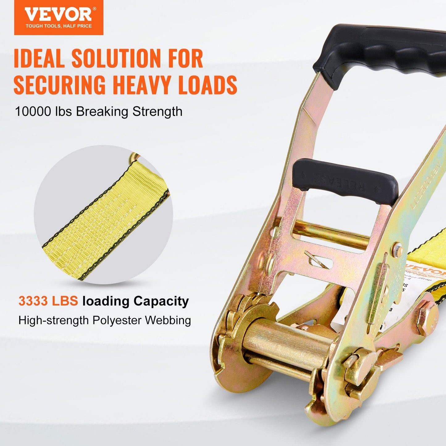 Heavy-Duty Ratchet Tie Down Straps, 4 Pack, 1512 kg Load, 0.05 m x 8 m