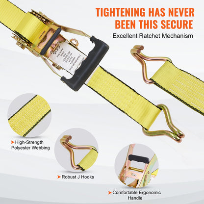 Heavy-Duty Ratchet Tie Down Straps, 4 Pack, 1512 kg Load, 0.05 m x 8 m