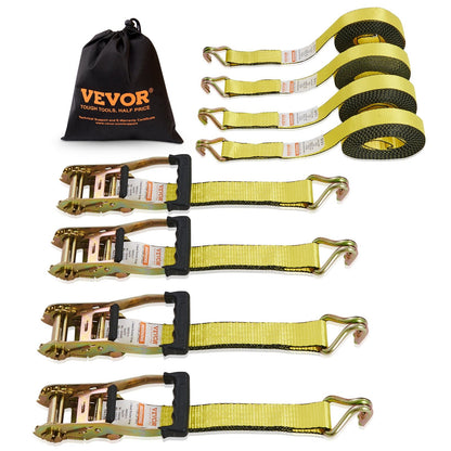 Heavy-Duty Ratchet Tie Down Straps, 4 Pack, 1512 kg Load, 0.05 m x 8 m