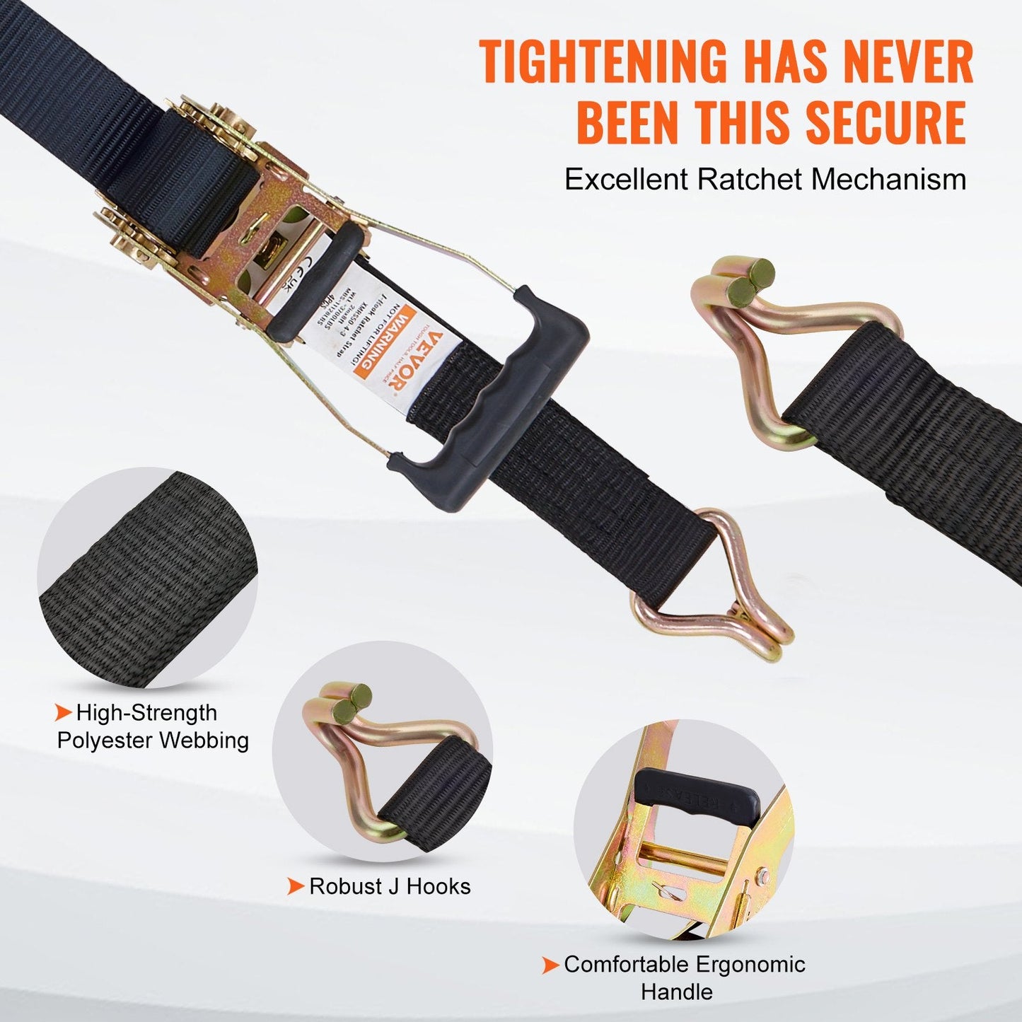 4-Pack Heavy-Duty Ratchet Tie Down Straps, 11128 lbs Breaking Strength