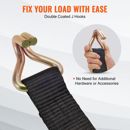 4-Pack Heavy-Duty Ratchet Tie Down Straps, 11128 lbs Breaking Strength
