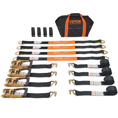 4-Pack Heavy-Duty Ratchet Tie Down Straps, 11128 lbs Breaking Strength