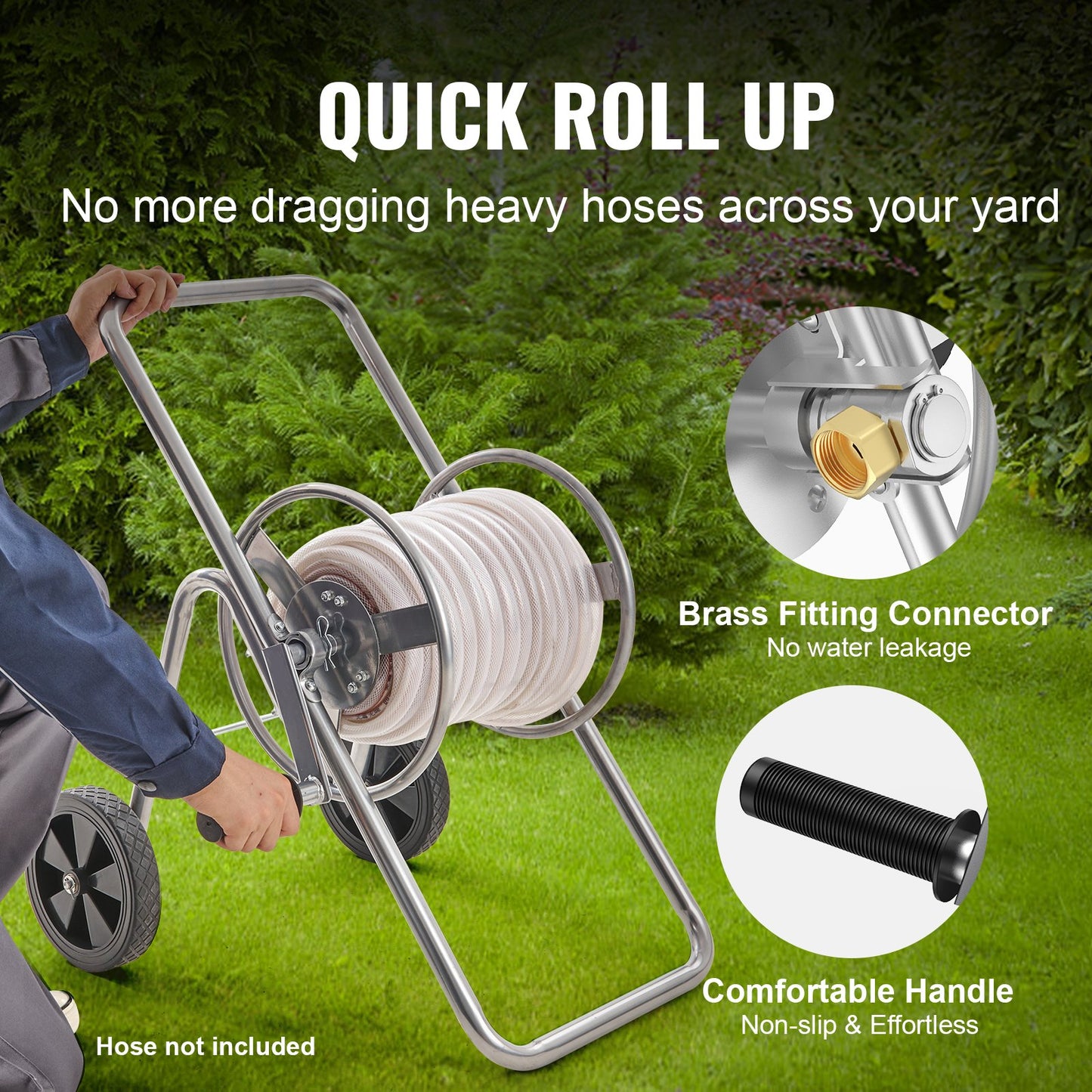 VEVOR Hose Reel Cart, Hold Up to 53.3m of 15.9mm Hose (Hose Not Included), Garden