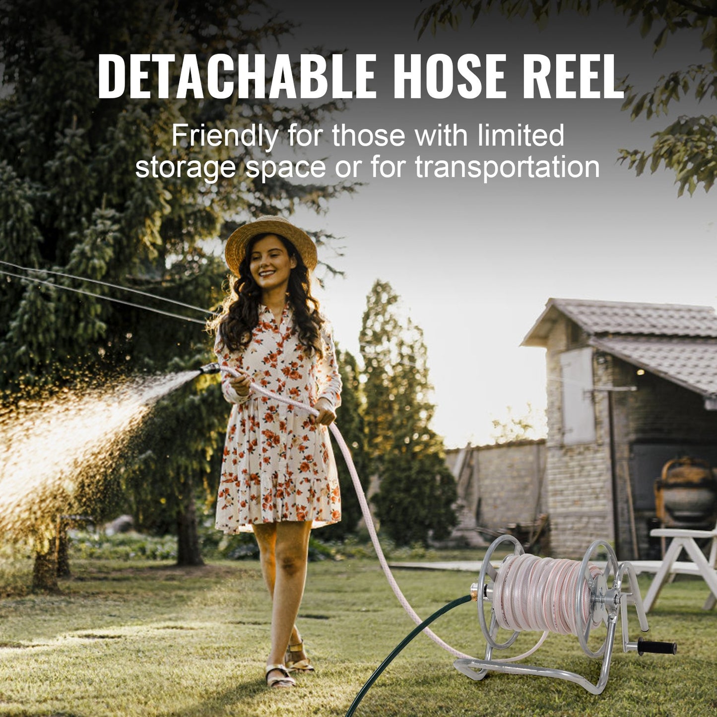 VEVOR Hose Reel Cart 200ft. Heavy Duty Garden Water Yard Planting w/ Wheels