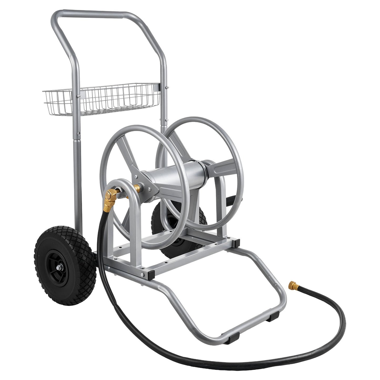 Water Hose Reel Cart, 6096/9144 cm High-Pressure Garden Hose Cart, Hoses Reel Carts with Two Wheels, Handle & Heavy-Duty Mesh Storage Basket, Dual-Purpose Portable Hoses Reels for Garden, Car