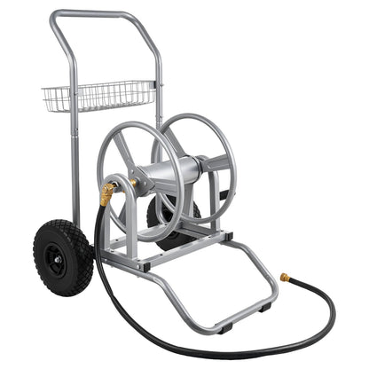 Water Hose Reel Cart, 6096/9144 cm High-Pressure Garden Hose Cart, Hoses Reel Carts with Two Wheels, Handle & Heavy-Duty Mesh Storage Basket, Dual-Purpose Portable Hoses Reels for Garden, Car