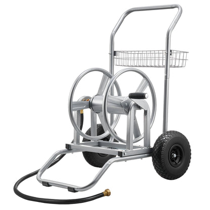 Water Hose Reel Cart, 6096/9144 cm High-Pressure Garden Hose Cart, Hoses Reel Carts with Two Wheels, Handle & Heavy-Duty Mesh Storage Basket, Dual-Purpose Portable Hoses Reels for Garden, Car