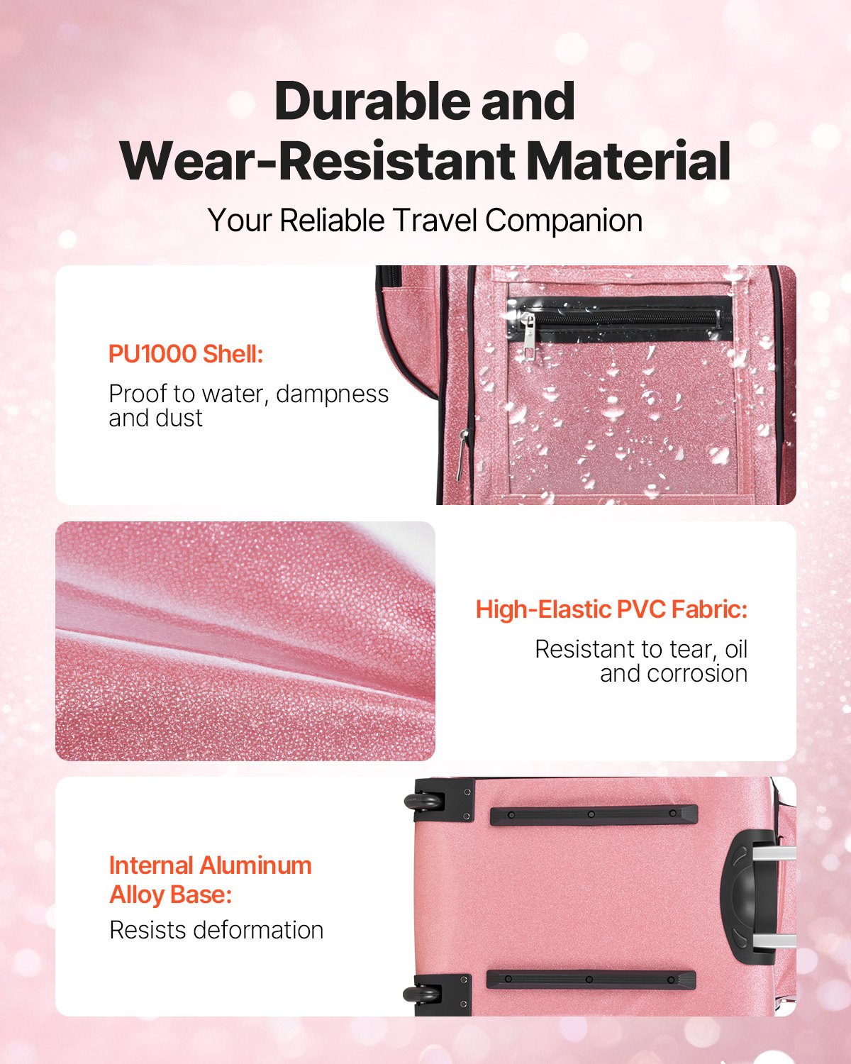 Dance Bag with Garment Rack, 584.2 mm Rolling Dance Duffel, with Wheels, USB Port, Height Adjustable Clothes Rack, Privacy Protection Curtain, Ideal for Travel and Competitions, Sparkling Pink