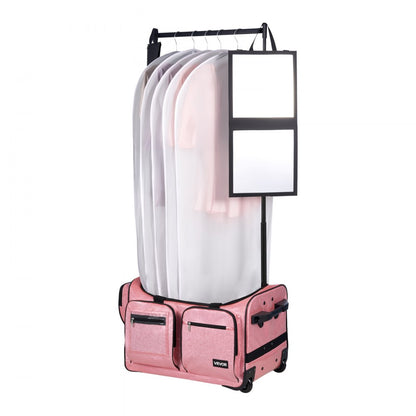 VEVOR 23 Inch Dance Bag with Garment Rack Rolling Dance Duffle for Travel Pink
