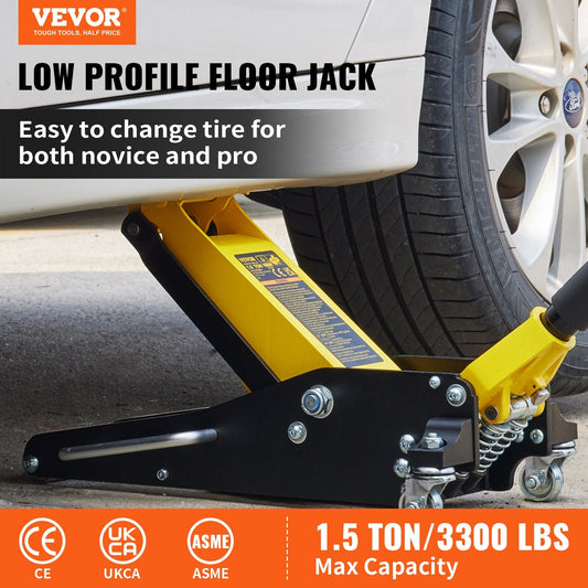 1.5 Ton Dual Pump Low Profile Racing Floor Jack, Aluminum & Steel, 15.65 kg