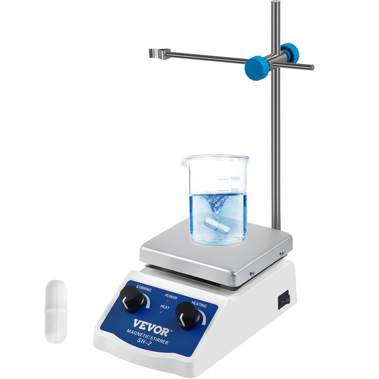 Magnetic Stirrer Hot Plate with Adjustable Speed & Temp Control, 12x12 cm Panel