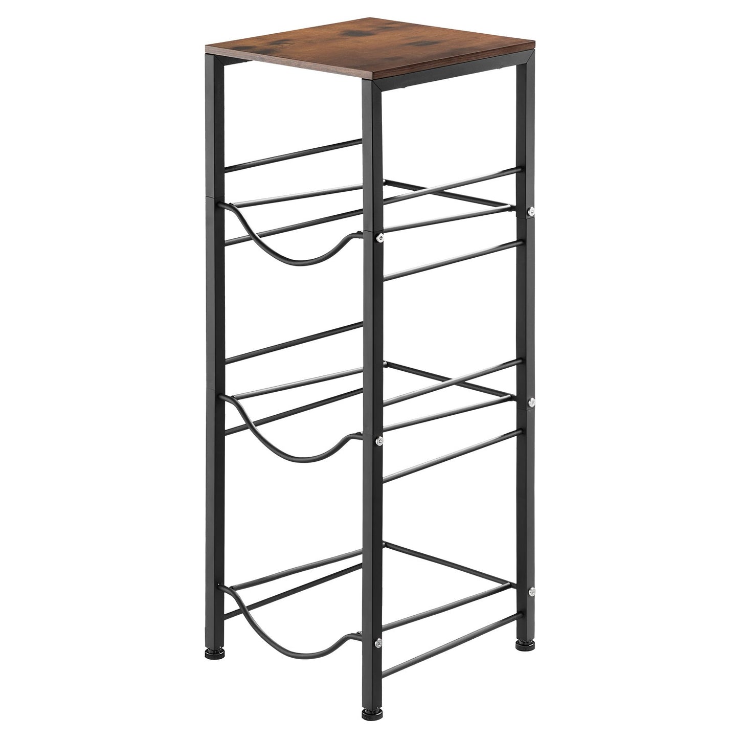 Water Jug Holder, 4 Tiers 11 L and 19 L Water Bottle Holder for 3 Bottles, Heavy Duty Jug Rack Organizer with Storage Shelf, Detachable for Kitchen, Office, Living Room, Black and Brown