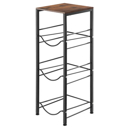 Water Jug Holder, 4 Tiers 11 L and 19 L Water Bottle Holder for 3 Bottles, Heavy Duty Jug Rack Organizer with Storage Shelf, Detachable for Kitchen, Office, Living Room, Black and Brown