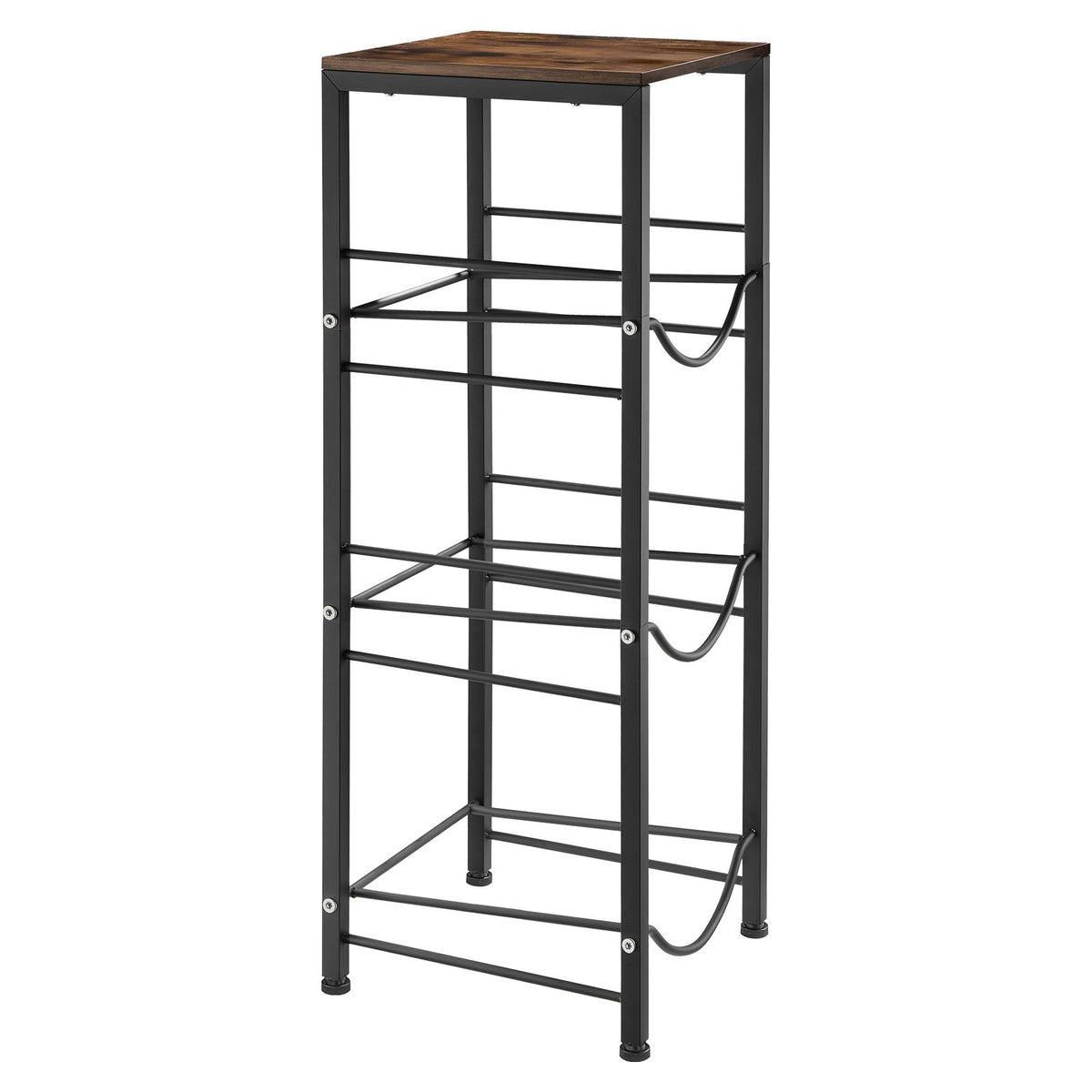 Water Jug Holder, 4 Tiers 11 L and 19 L Water Bottle Holder for 3 Bottles, Heavy Duty Jug Rack Organizer with Storage Shelf, Detachable for Kitchen, Office, Living Room, Black and Brown