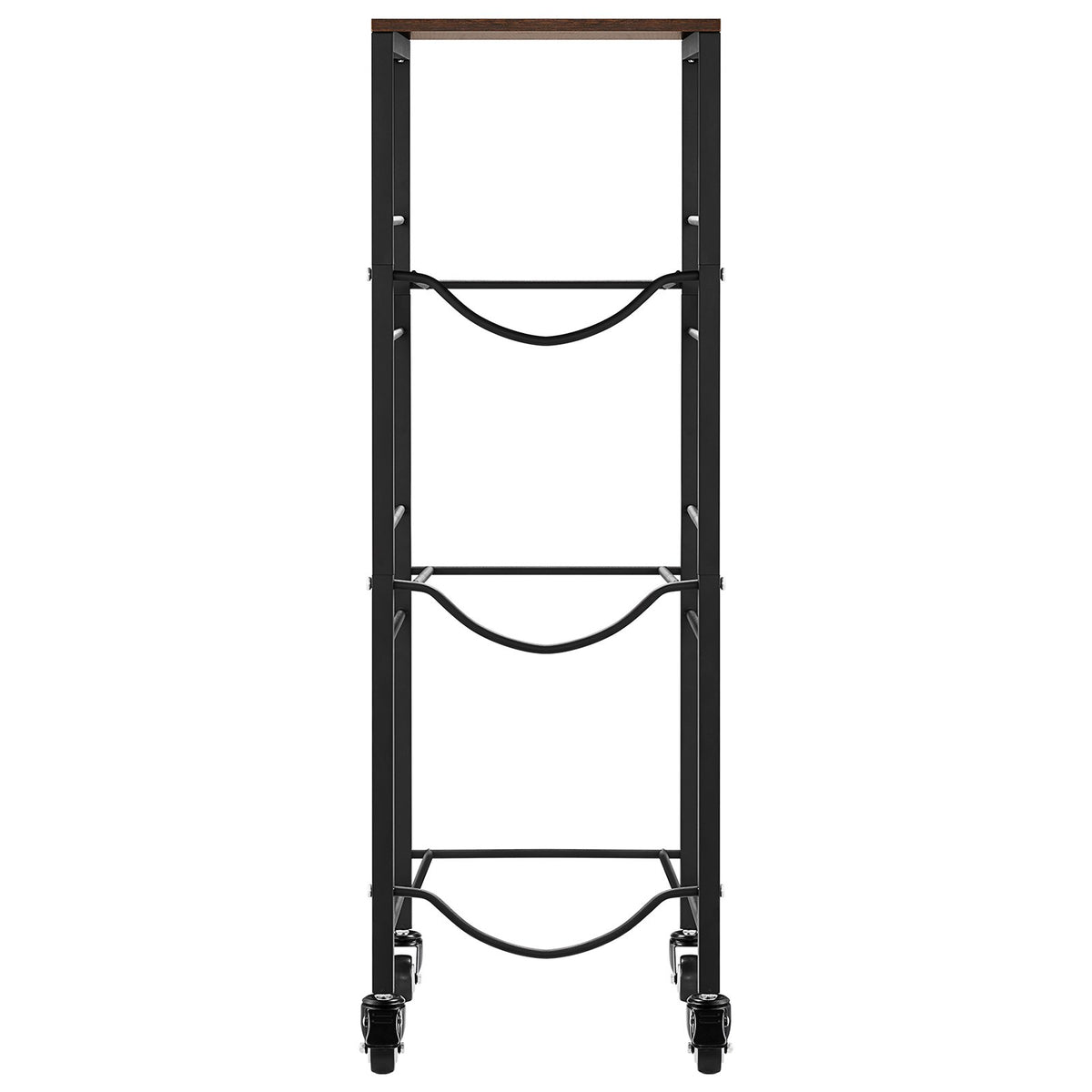 Water Jug Holder, 4 Tiers 11 L and 19 L Water Bottle Holder for 3 Bottles, Heavy Duty Jug Rack Organizer with Storage Shelf and Casters, for Kitchen, Office, Living Room, Black and Brown