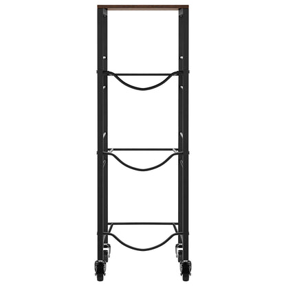 Water Jug Holder, 4 Tiers 11 L and 19 L Water Bottle Holder for 3 Bottles, Heavy Duty Jug Rack Organizer with Storage Shelf and Casters, for Kitchen, Office, Living Room, Black and Brown