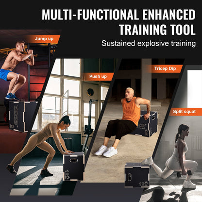3-in-1 Adjustable Wooden Plyometric Box for Home Gym & Fitness Training