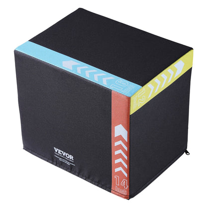 3-in-1 Adjustable Cotton Plyometric Box for Home Gym Training, Black