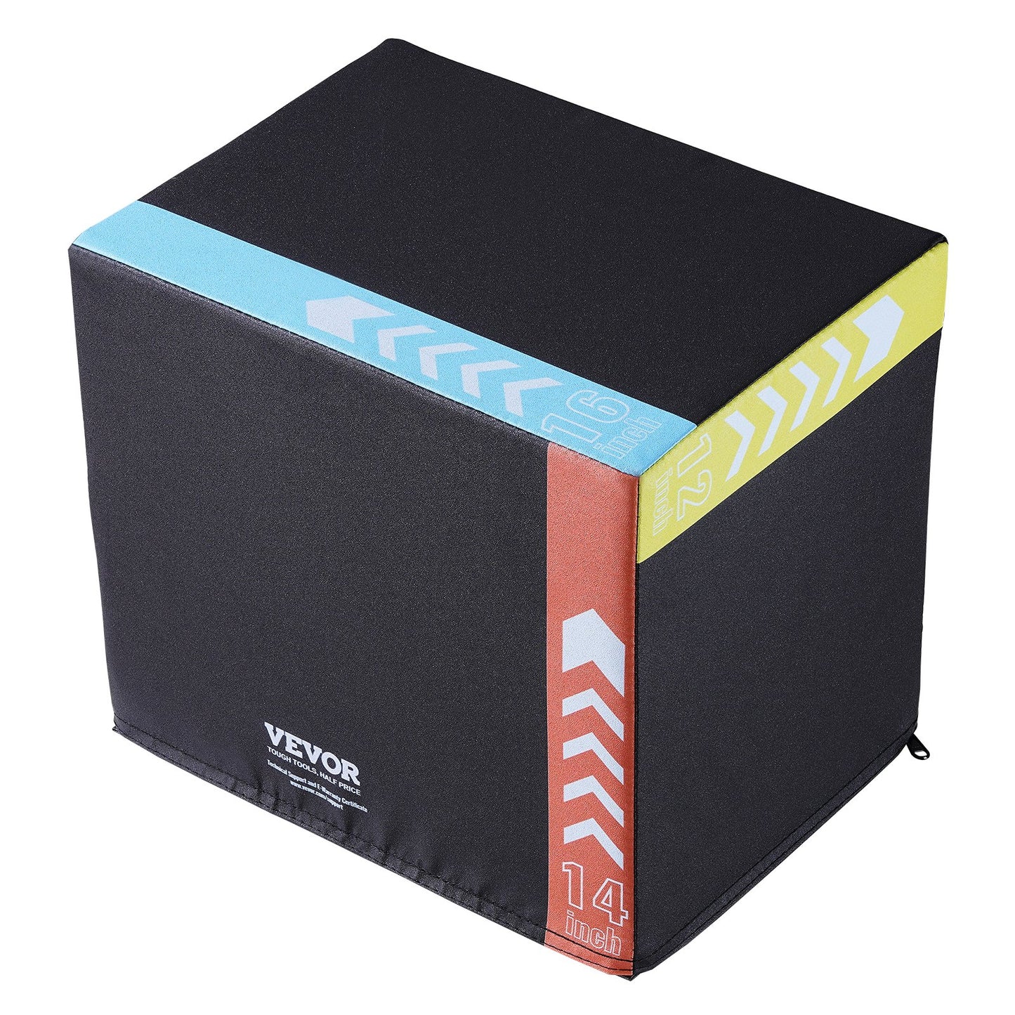 VEVOR 3 in 1 Plyometric Jump Box, 16/14/12 Inch Cotton Plyo Box, Platform & Jumping