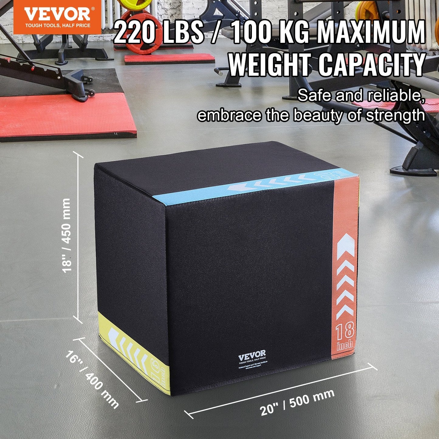 3-in-1 Adjustable Plyometric Box, Cotton Fitness Step for Home Gym, Black
