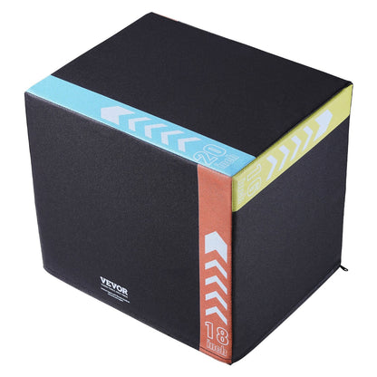 3-in-1 Adjustable Plyometric Box, Cotton Fitness Step for Home Gym, Black