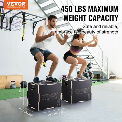 3-in-1 Wooden Plyo Box: Adjustable Height for Fitness & Strength Training