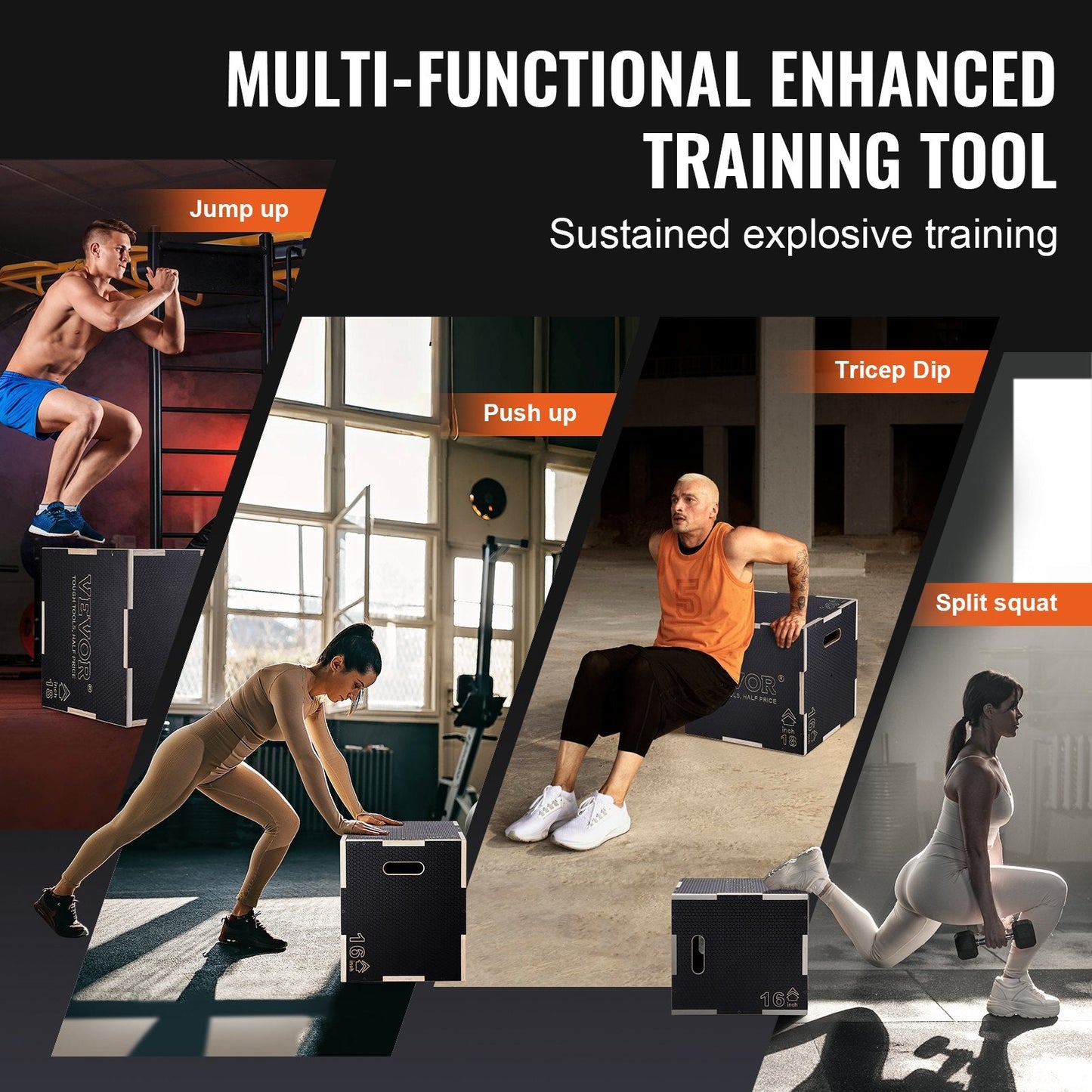 3-in-1 Wooden Plyo Box: Adjustable Height for Fitness & Strength Training