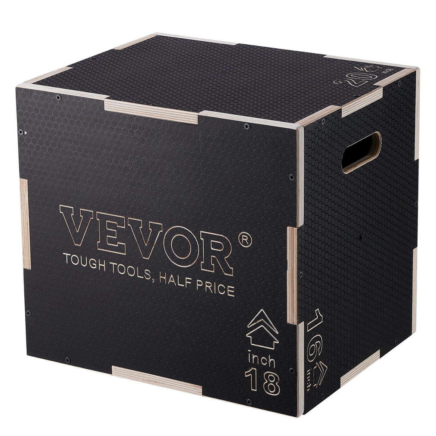 VEVOR 3 in 1 Plyometric Jump Box, 20/18/16 Inch Wooden Plyo Box, Platform & Jumping