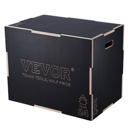 VEVOR 3 in 1 Plyometric Jump Box, 30/24/20 Inch Wooden Plyo Box, Platform & Jumping