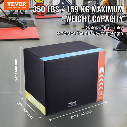 VEVOR 3 in 1 Plyometric Jump Box, 30/24/20 Inch Foam Plyo Box, Platform & Jumping
