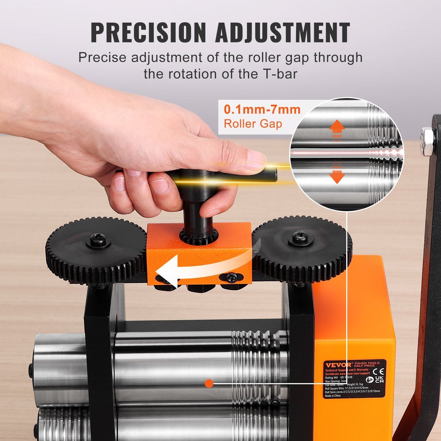 Jewelry Rolling Mill Machine, 76mm, 3-in-1, Adjustable for Metal Crafting