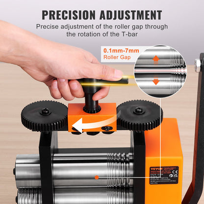 VEVOR Rolling Mill, 3"/76 mm Jewelry Rolling Mill Machine, 1: 2 Gear Ratio, 3-in-1