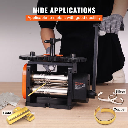 Jewelry Rolling Mill 57mm, 3-in-1 Gear Ratio 1:2, for Metal Crafting