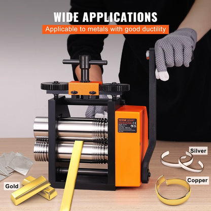 Jewelry Rolling Mill Machine, 75 mm, 3-in-1, Adjustable for Metal Crafting