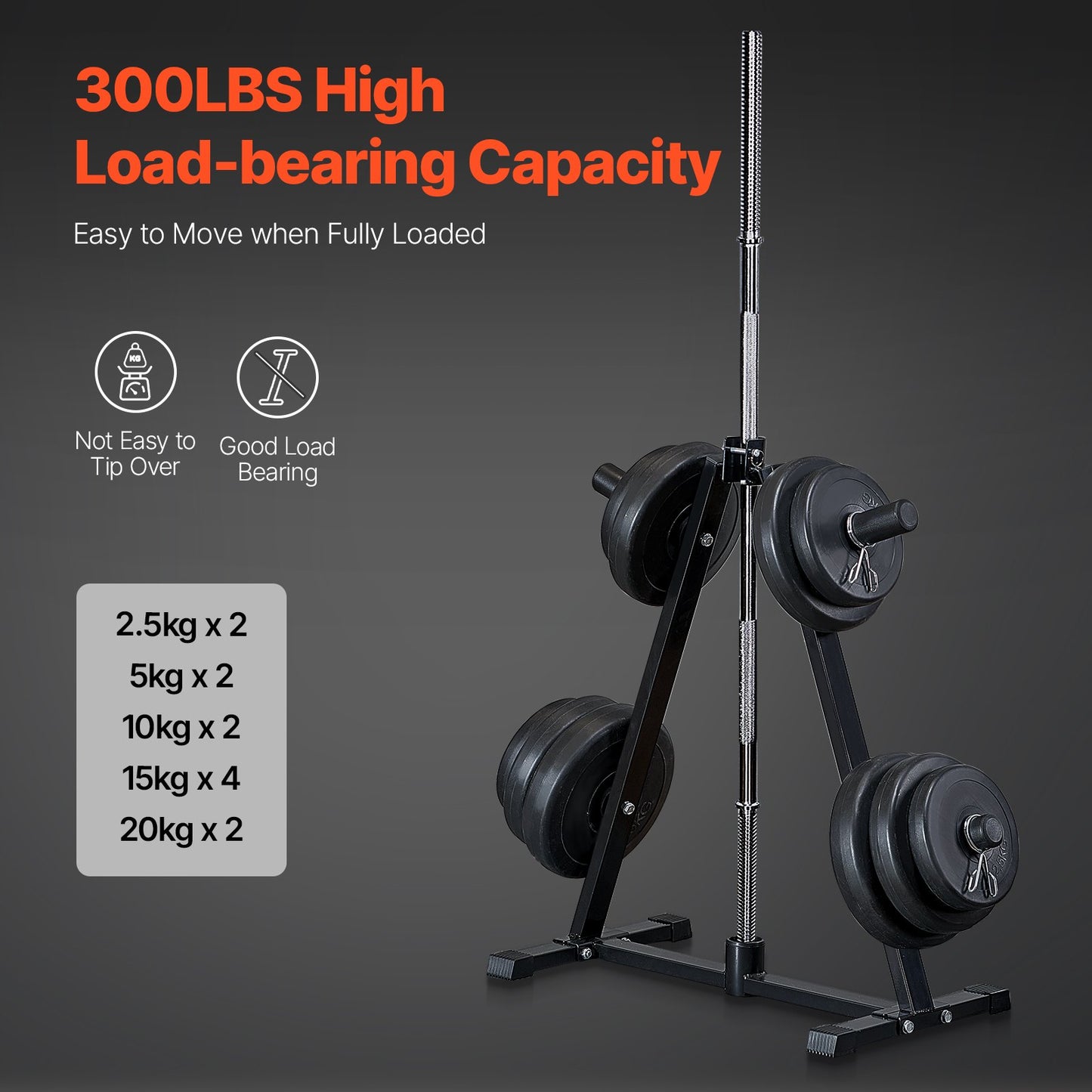 Weight Plate Rack, A Frame Weight Plate Tree for 2-Inch Weight Plates, Standard Weight Plate Tree, 300 lbs Load Capacity Weight Storage Holder, Home Gym Barbell Rack Storage Stand, Black