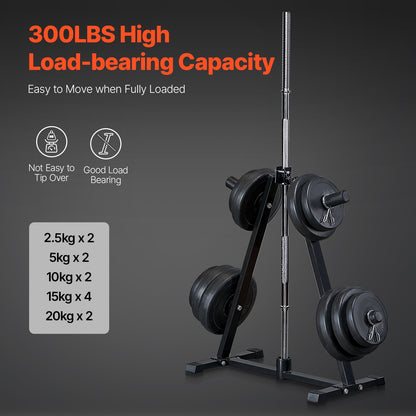 Weight Plate Rack, A Frame Weight Plate Tree for 2-Inch Weight Plates, Standard Weight Plate Tree, 300 lbs Load Capacity Weight Storage Holder, Home Gym Barbell Rack Storage Stand, Black