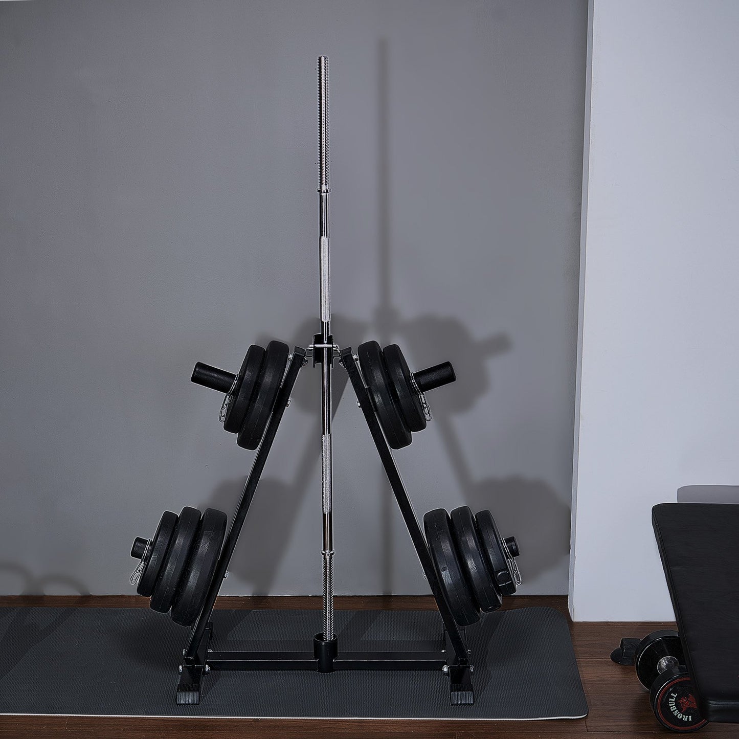 Weight Plate Rack, A Frame Weight Plate Tree for 2-Inch Weight Plates, Standard Weight Plate Tree, 300 lbs Load Capacity Weight Storage Holder, Home Gym Barbell Rack Storage Stand, Black