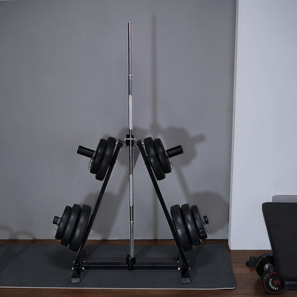 Weight Plate Rack, A Frame Weight Plate Tree for 2-Inch Weight Plates, Standard Weight Plate Tree, 300 lbs Load Capacity Weight Storage Holder, Home Gym Barbell Rack Storage Stand, Black