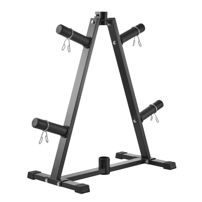 Weight Plate Rack, A Frame Weight Plate Tree for 2-Inch Weight Plates, Standard Weight Plate Tree, 300 lbs Load Capacity Weight Storage Holder, Home Gym Barbell Rack Storage Stand, Black