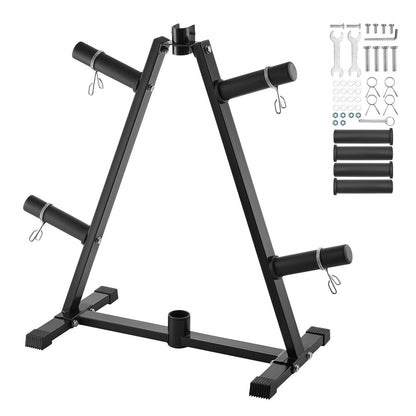 Weight Plate Rack, A Frame Weight Plate Tree for 2-Inch Weight Plates, Standard Weight Plate Tree, 300 lbs Load Capacity Weight Storage Holder, Home Gym Barbell Rack Storage Stand, Black