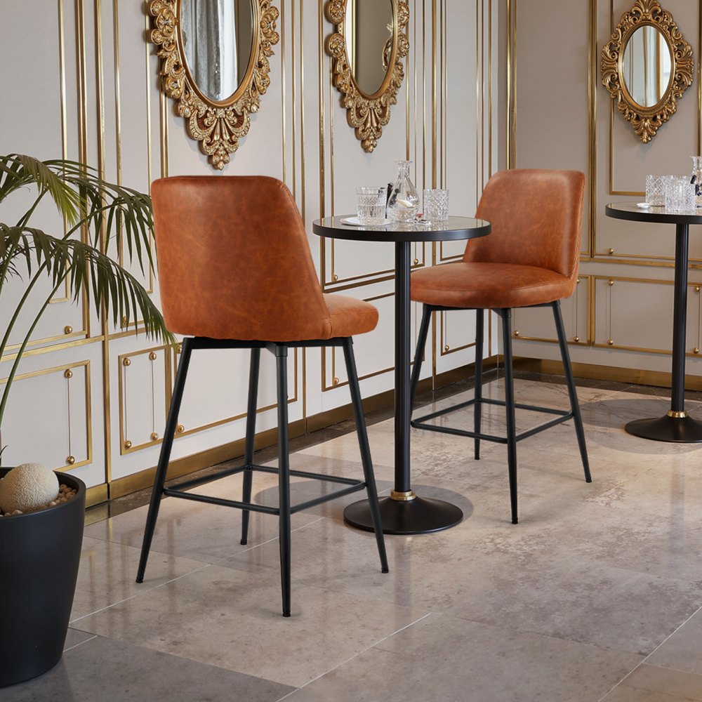 69cm Bar Stool Modern Counter Height Barstool Swivel Kitchen Chair 2 Set