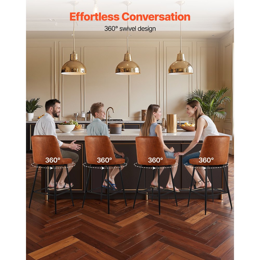 69cm Bar Stool Modern Counter Height Barstool Swivel Kitchen Chair 3 Set