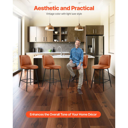 69cm Bar Stool Modern Counter Height Barstool Swivel Kitchen Chair 3 Set