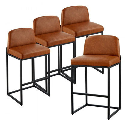 68cm Bar Stool Modern Counter Height Barstool Kitchen Chair Brown Set of 4