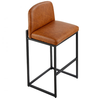 68cm Bar Stool Modern Counter Height Barstool Kitchen Chair Brown Set of 4