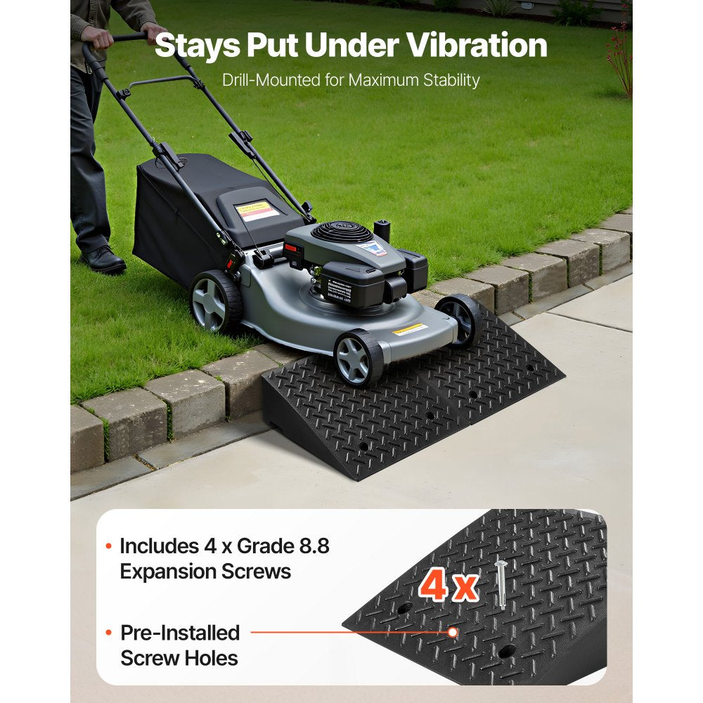 Driveway Curb Ramp, 3.175 Tons Load Capacity, 17.8 cm Rise Height Heavy Duty Curbside Bridge Ramp with Drainage Tank for