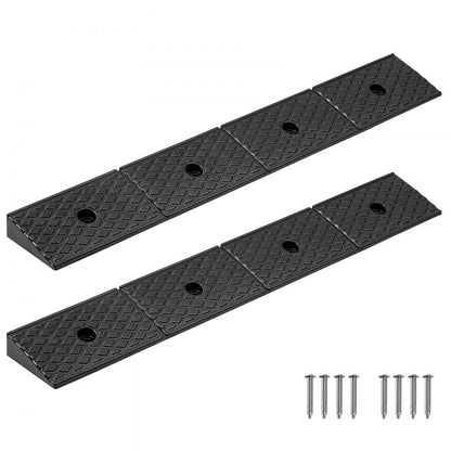 Rubber Curb Ramp, 15 Tons Load Capacity, 50.8 mm Rise Height Heavy Duty Rubber Threshold Ramp with Drainage Tank for Whe