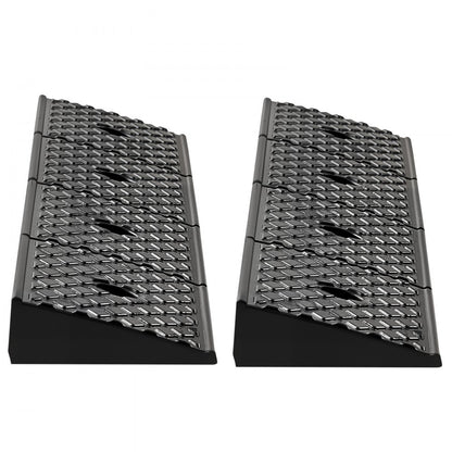 Rubber Curb Ramp, 15 Tons Load Capacity, 50.8 mm Rise Height Heavy Duty Rubber Threshold Ramp with Drainage Tank for Whe