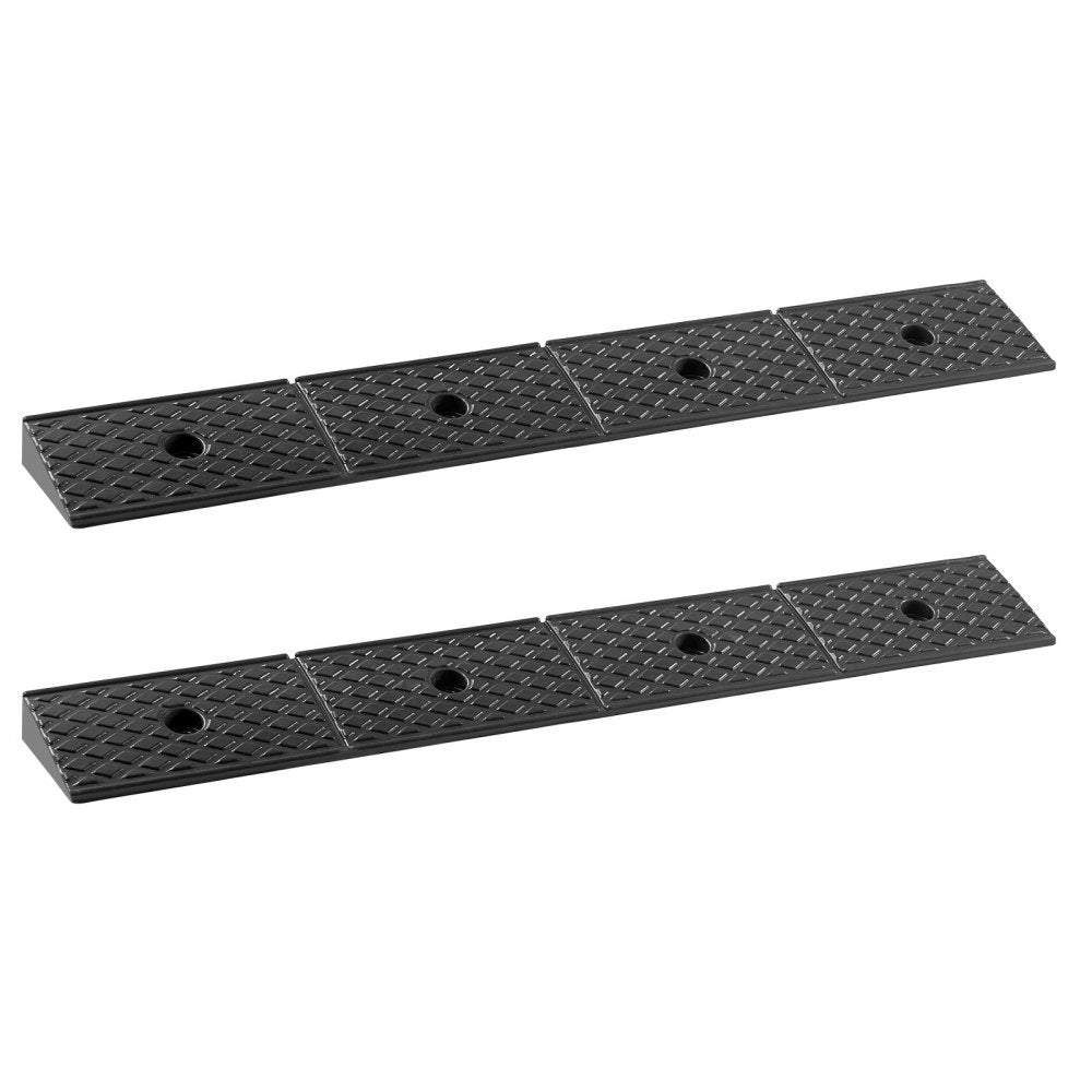 Rubber Curb Ramp, 15 Tons Load Capacity, 50.8 mm Rise Height Heavy Duty Rubber Threshold Ramp with Drainage Tank for Whe