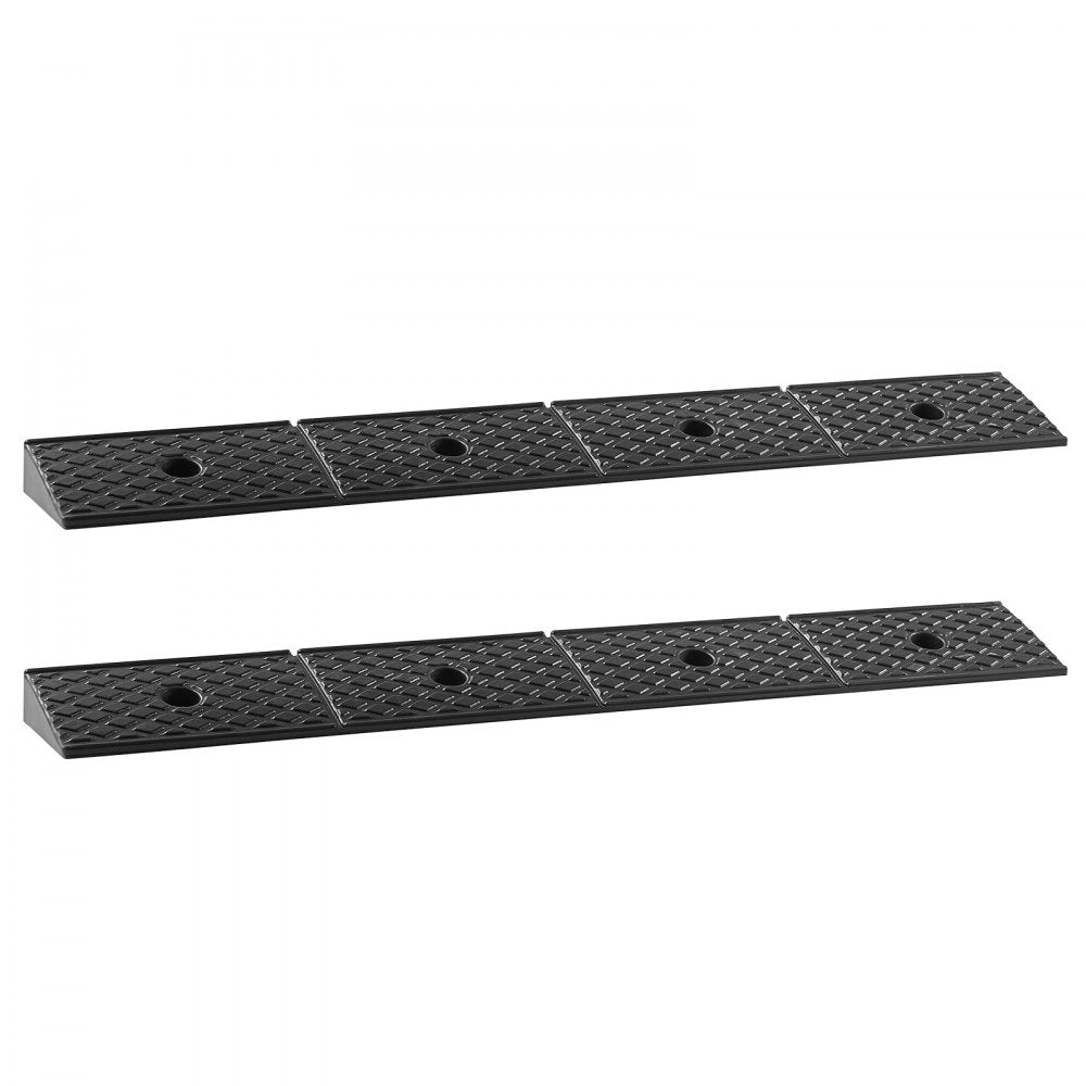 Rubber Curb Ramp, 15 Tons Load Capacity, 50.8 mm Rise Height Heavy Duty Rubber Threshold Ramp with Drainage Tank for Whe